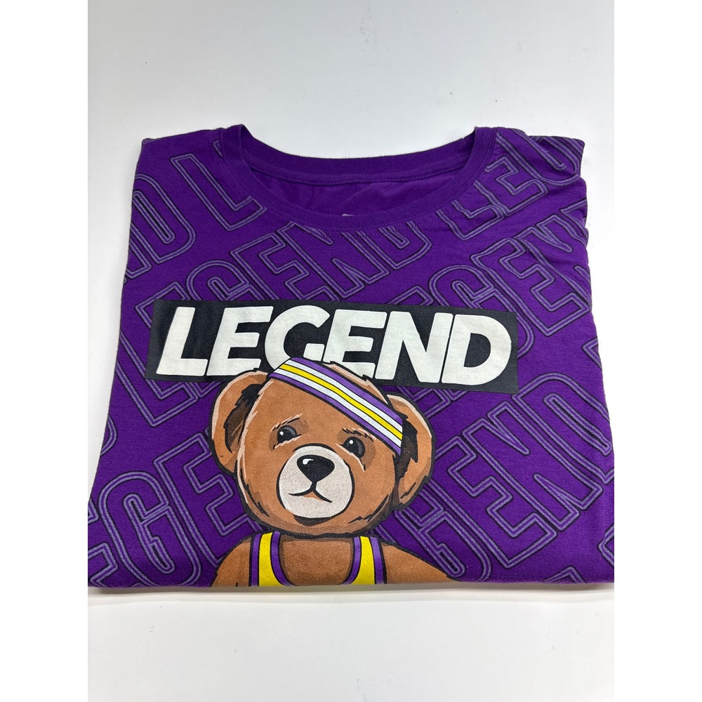 BaileyApparel Mens XL Legend 24 Basketball KobyTeddy Bear Graphic T-Shirt Purple